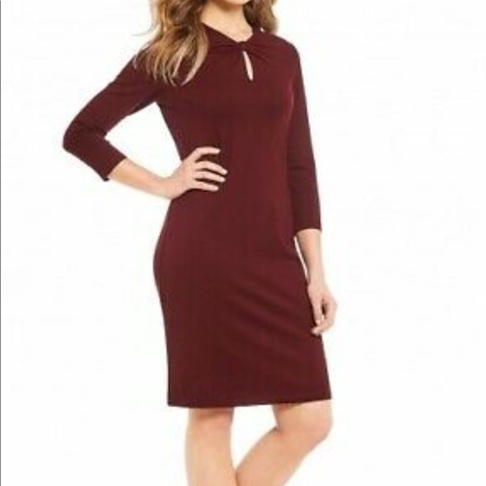 3/4 Sleeve Isabel Knot-Front Sheath Dress